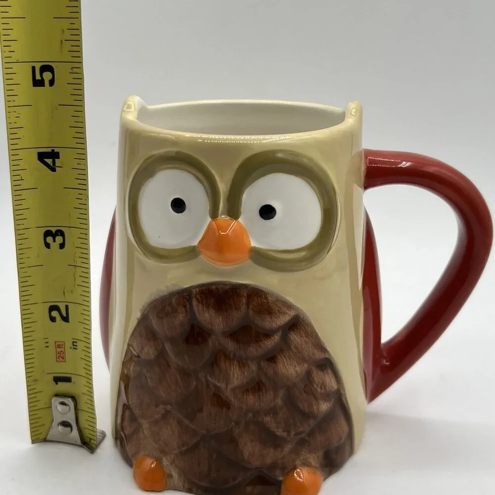 Owl Ceramic Coffee Mug 3D Large Collectable Funny Cocoa Tea Cup By Tag Artsy